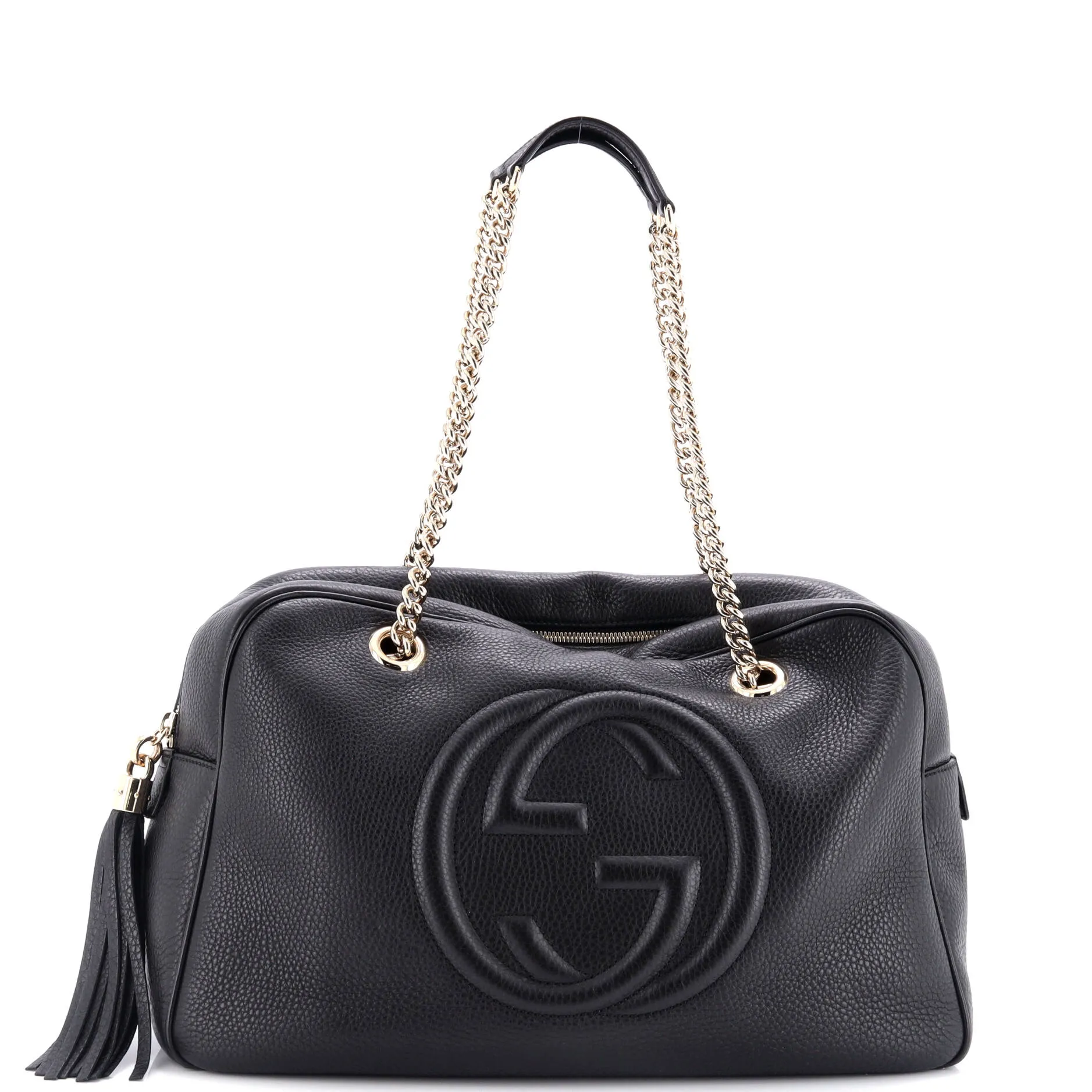 GUCCI Soho Chain Zip Shoulder Bag Leather Medium