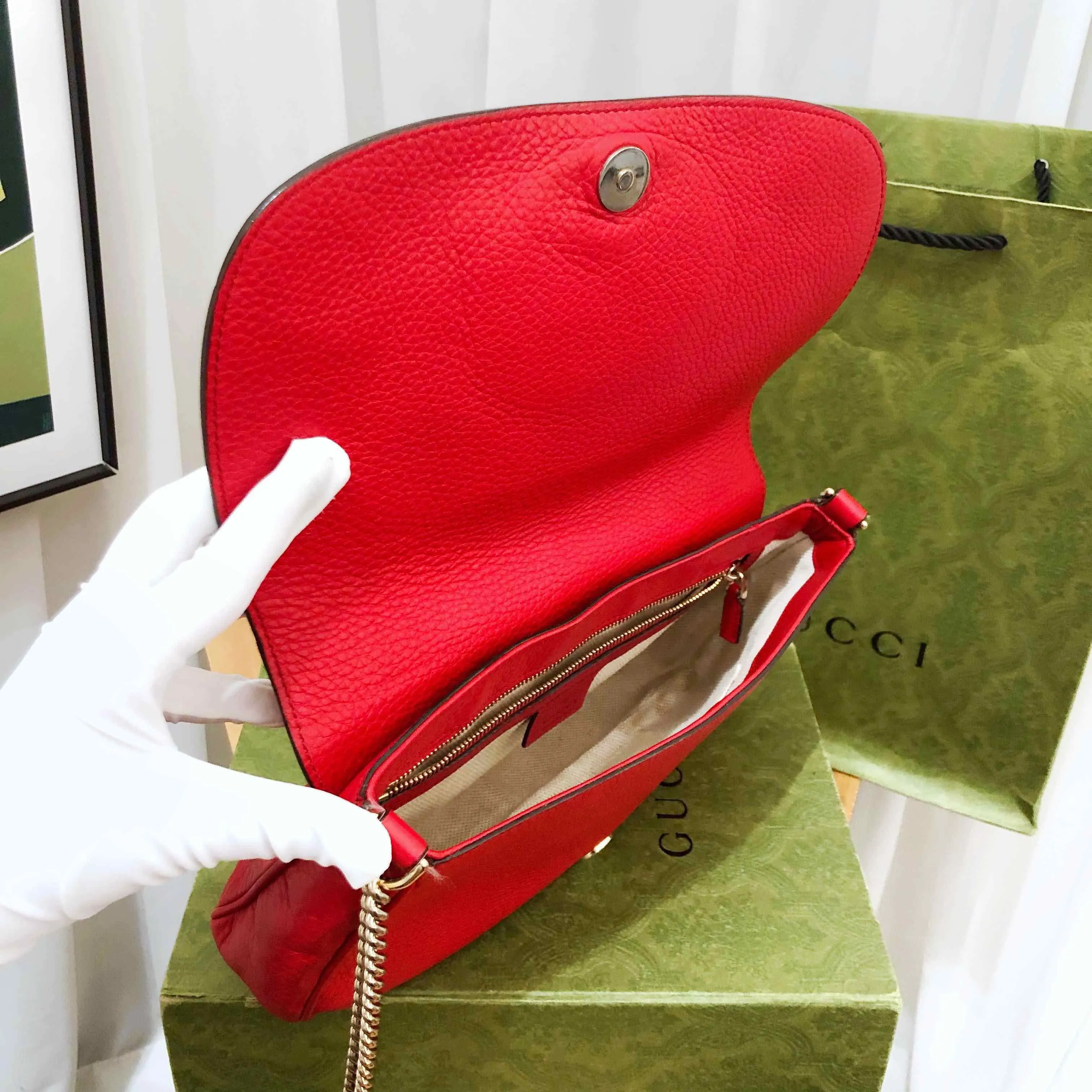 Gucci Soho Red Leather Shoulder Bag