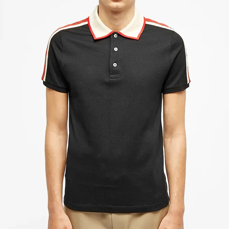 GUCCI Striped Logo Short-sleeved Polo Shirt Black 500972-X9M38-1106