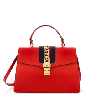 GUCCI Sylvie Top Handle Bag Leather Medium