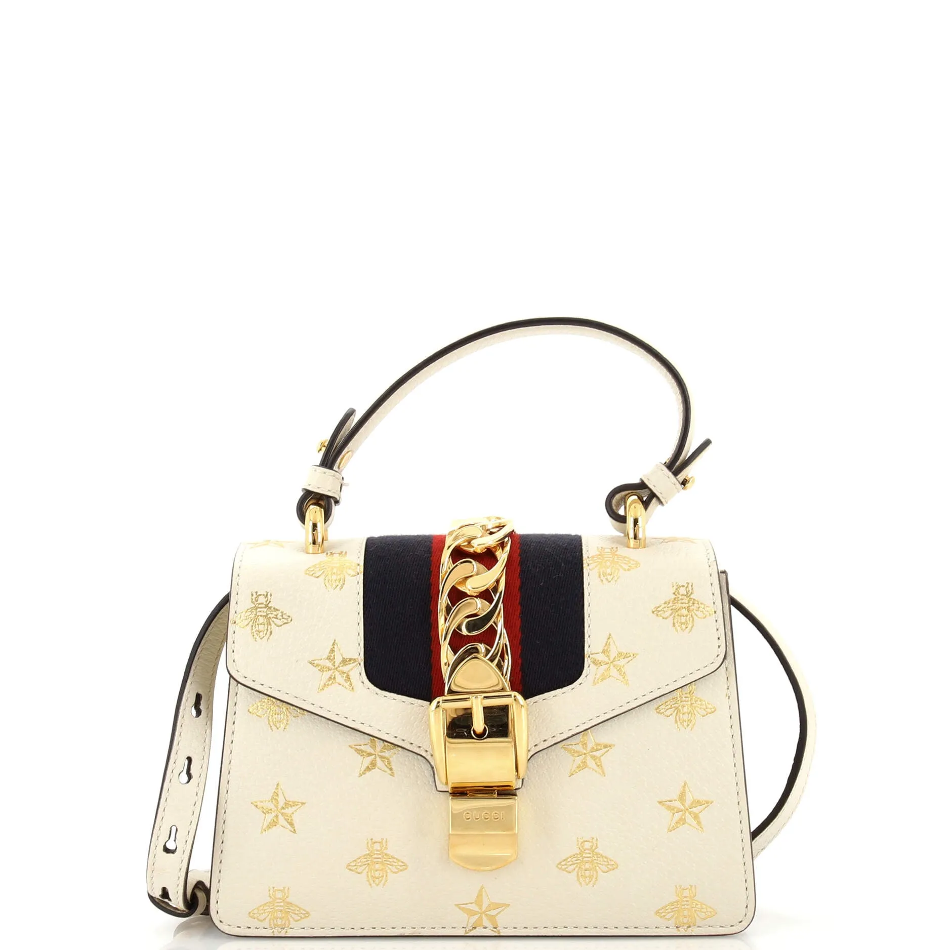 GUCCI Sylvie Top Handle Bag Printed Leather Mini