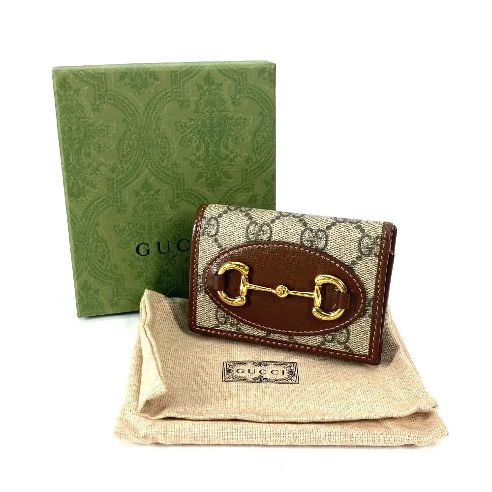 GUCCI Trifold wallet 644462 GG Supreme Canvas beige GG Supreme Horsebit Women Used