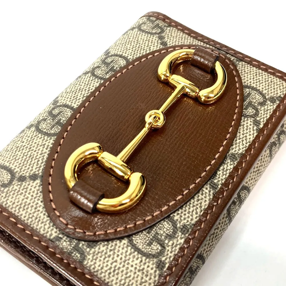 GUCCI Trifold wallet 644462 GG Supreme Canvas beige GG Supreme Horsebit Women Used