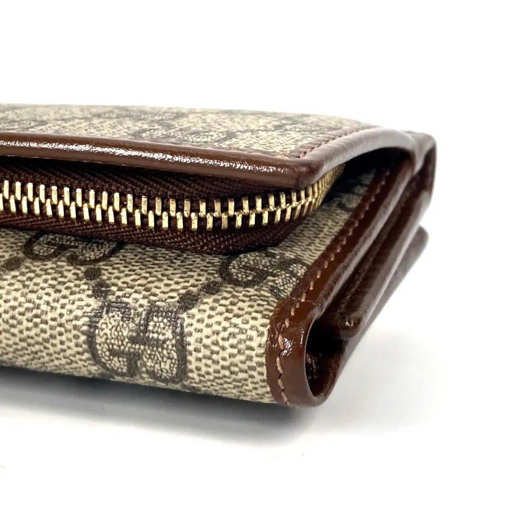 GUCCI Trifold wallet 644462 GG Supreme Canvas beige GG Supreme Horsebit Women Used