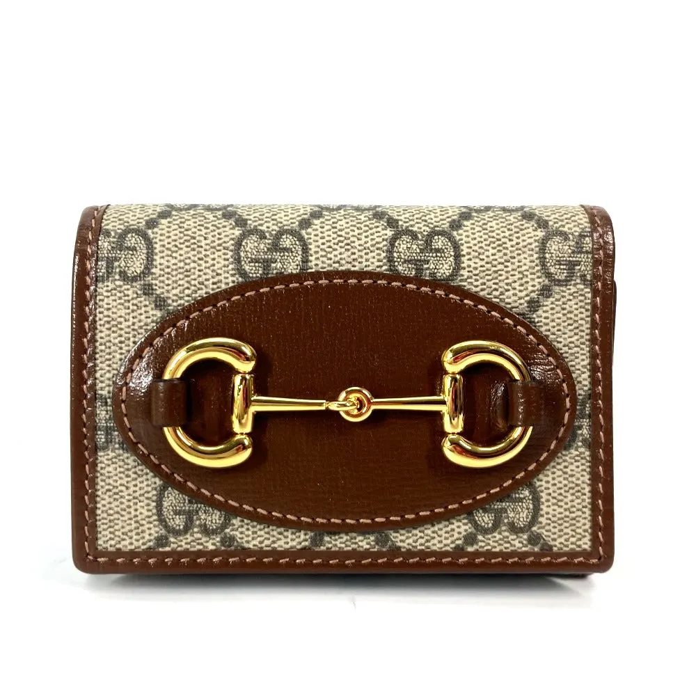 GUCCI Trifold wallet 644462 GG Supreme Canvas beige GG Supreme Horsebit Women Used