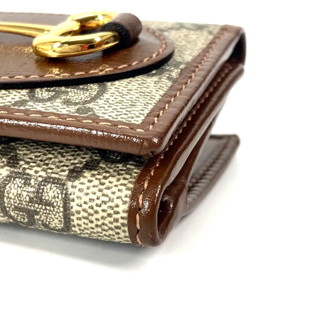 GUCCI Trifold wallet 644462 GG Supreme Canvas beige GG Supreme Horsebit Women Used