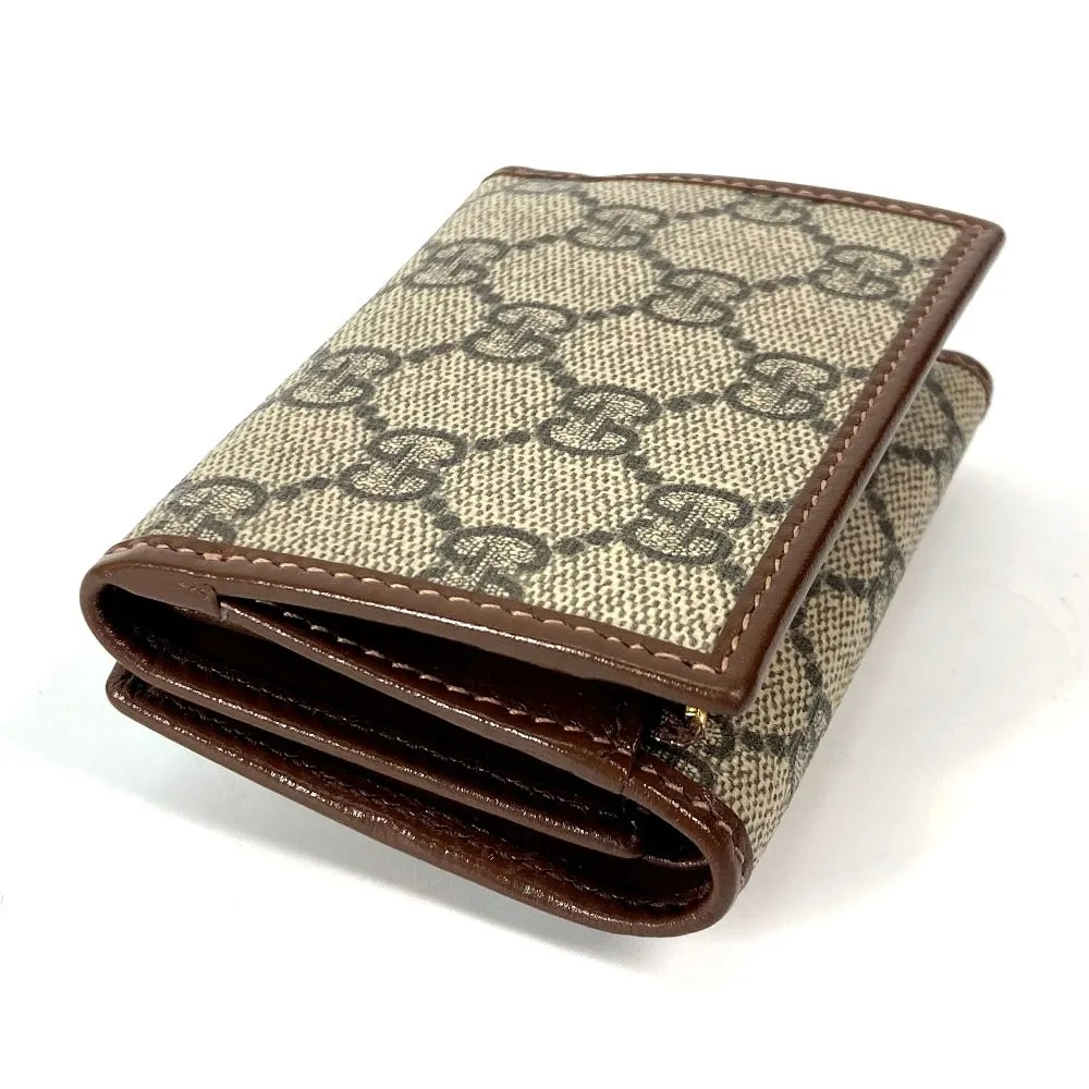 GUCCI Trifold wallet 644462 GG Supreme Canvas beige GG Supreme Horsebit Women Used