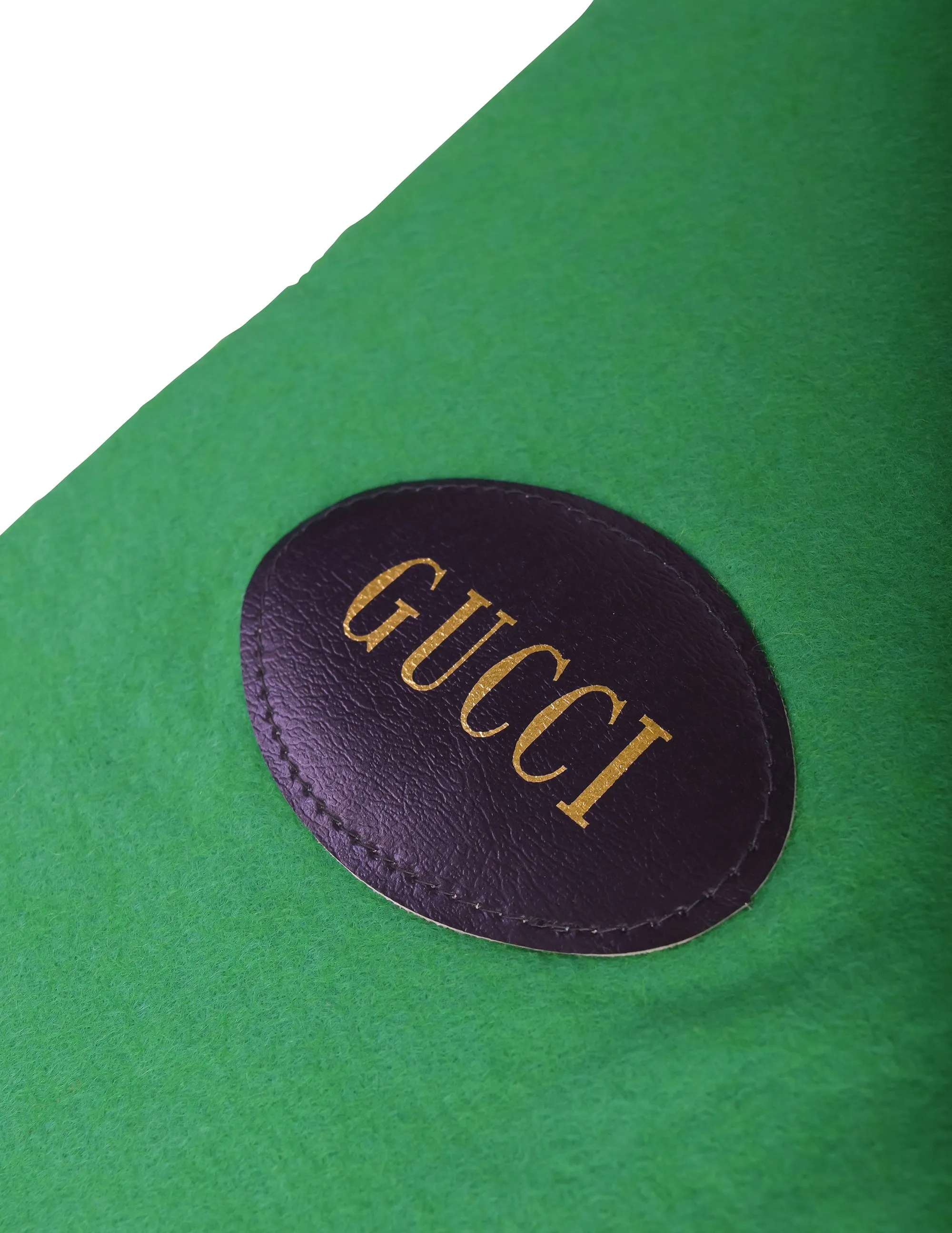 Gucci Vintage 1970s Green and Black Felt Dust Bag Tote Bag