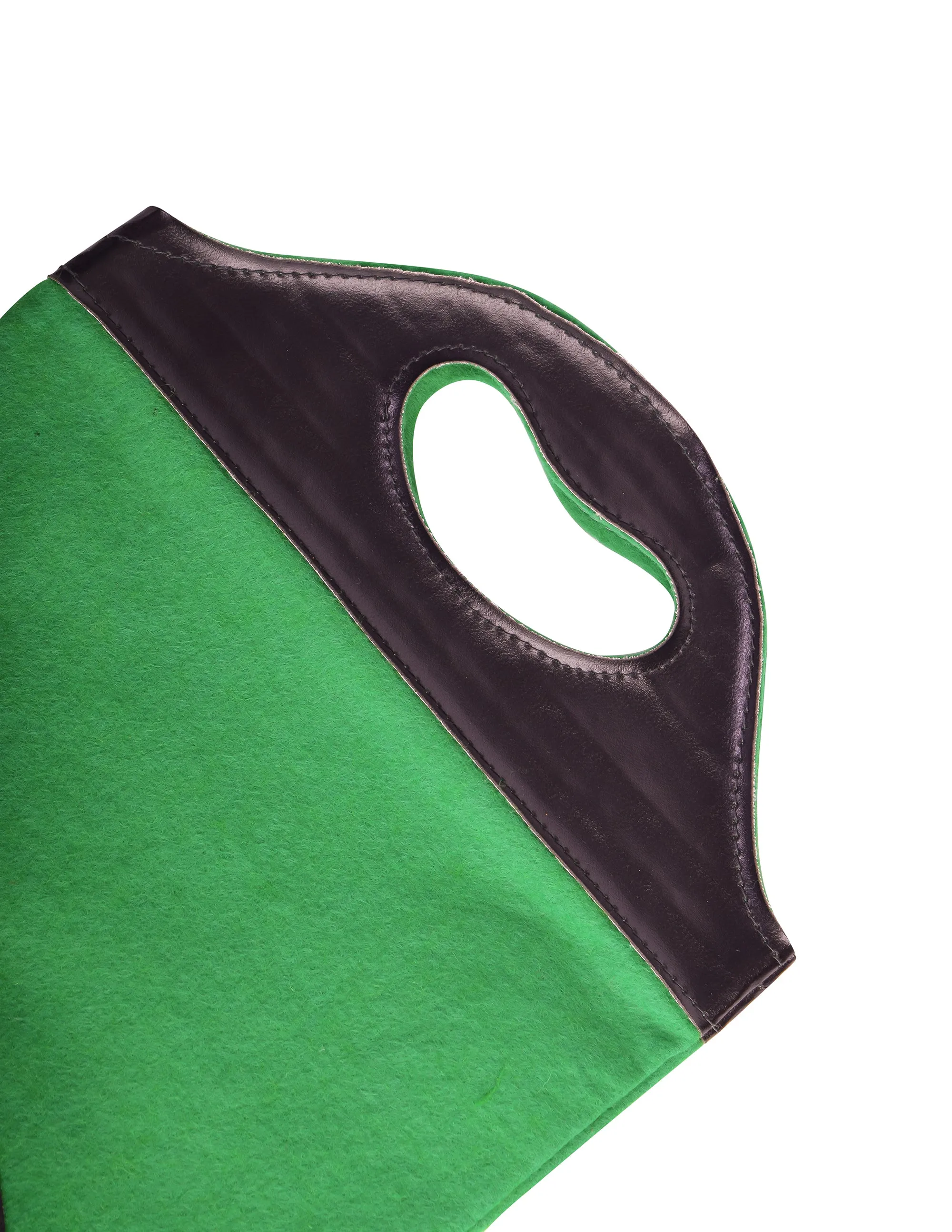 Gucci Vintage 1970s Green and Black Felt Dust Bag Tote Bag