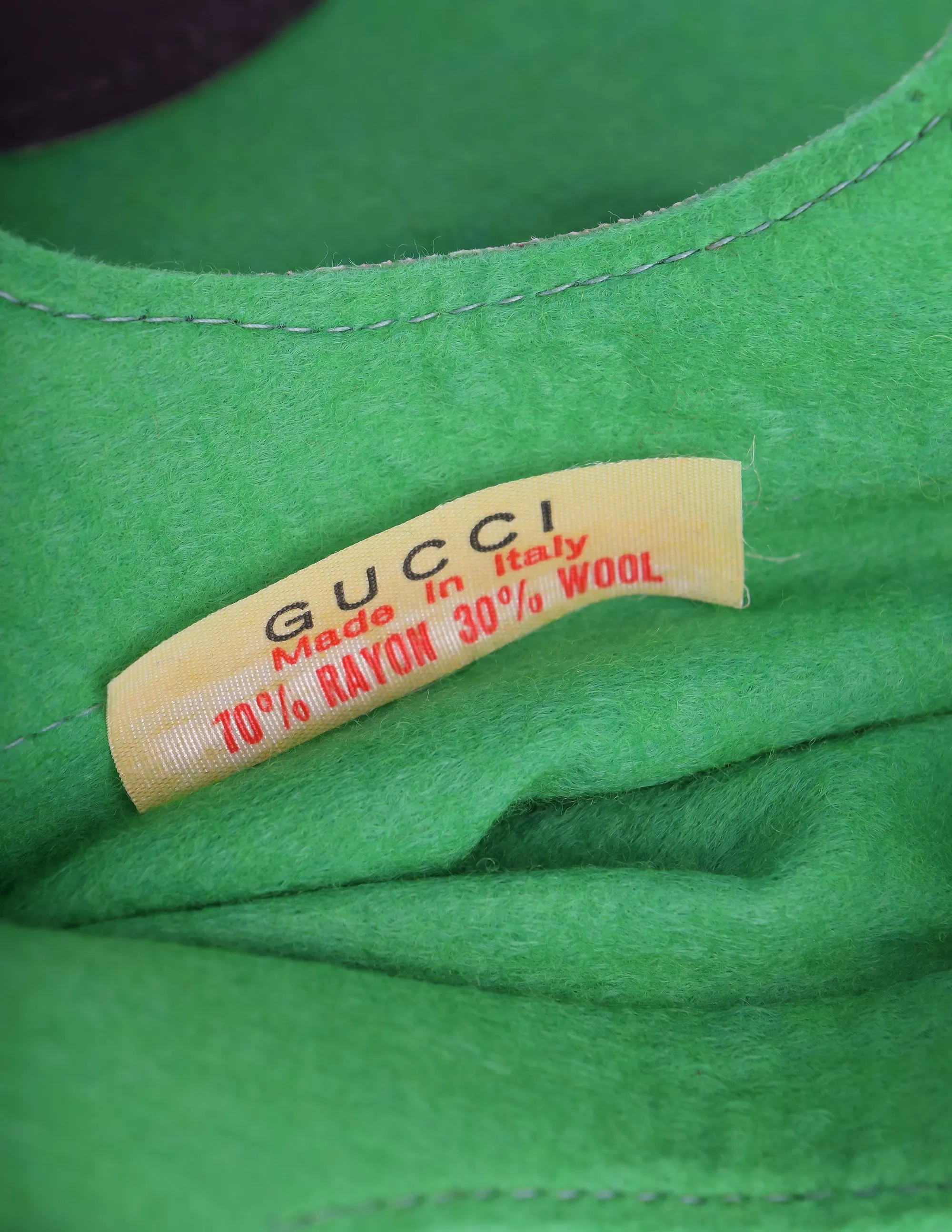 Gucci Vintage 1970s Green and Black Felt Dust Bag Tote Bag