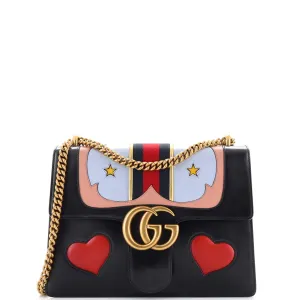 GUCCI Web Heart GG Marmont Chain Shoulder Bag Leather Medium