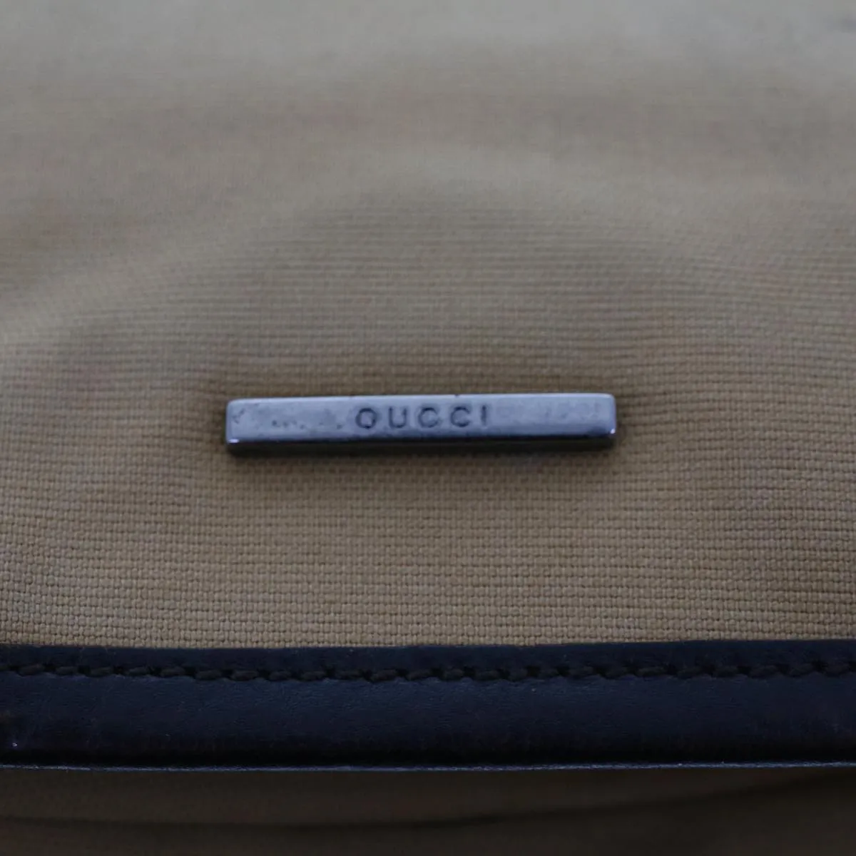 GUCCI Web Sherry Line Shoulder Bag Canvas Beige Green Red  ti1172