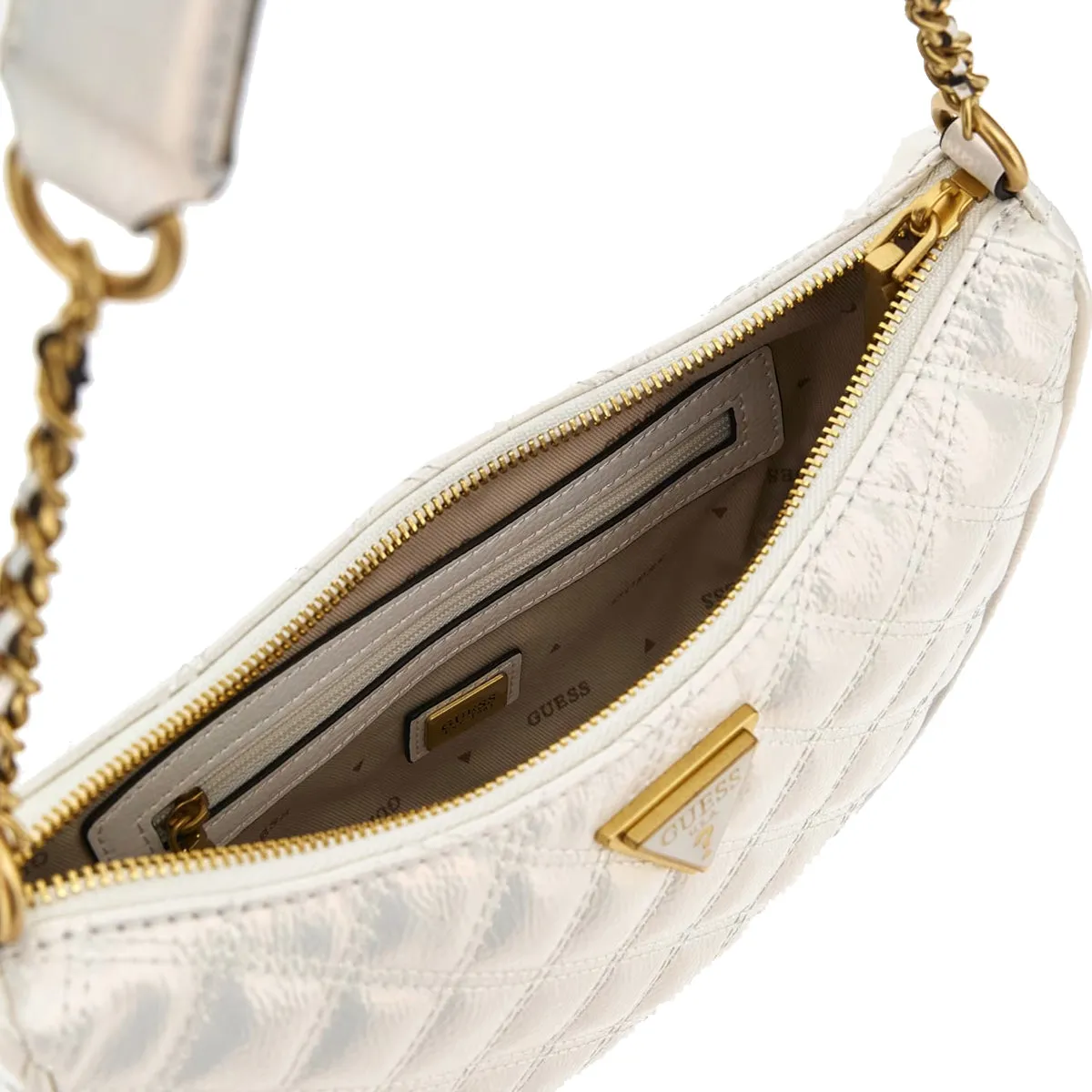 Guess - Giully quilted Ivory Shoulder Bag - HWQI8748120 - IVORY