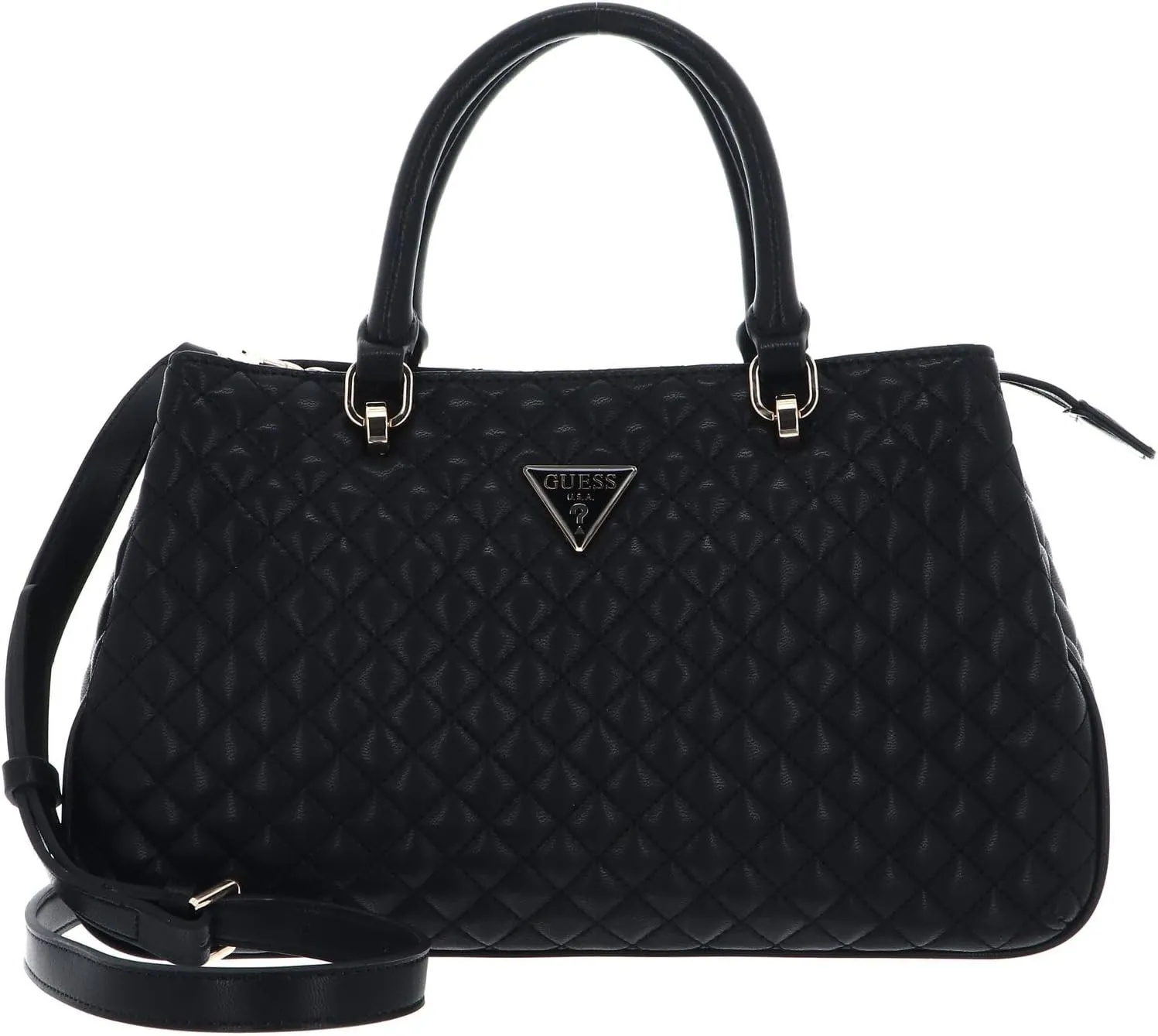 GUESS Women ECO RIANEE Satchel Hand Bag, Black, black, Unit size