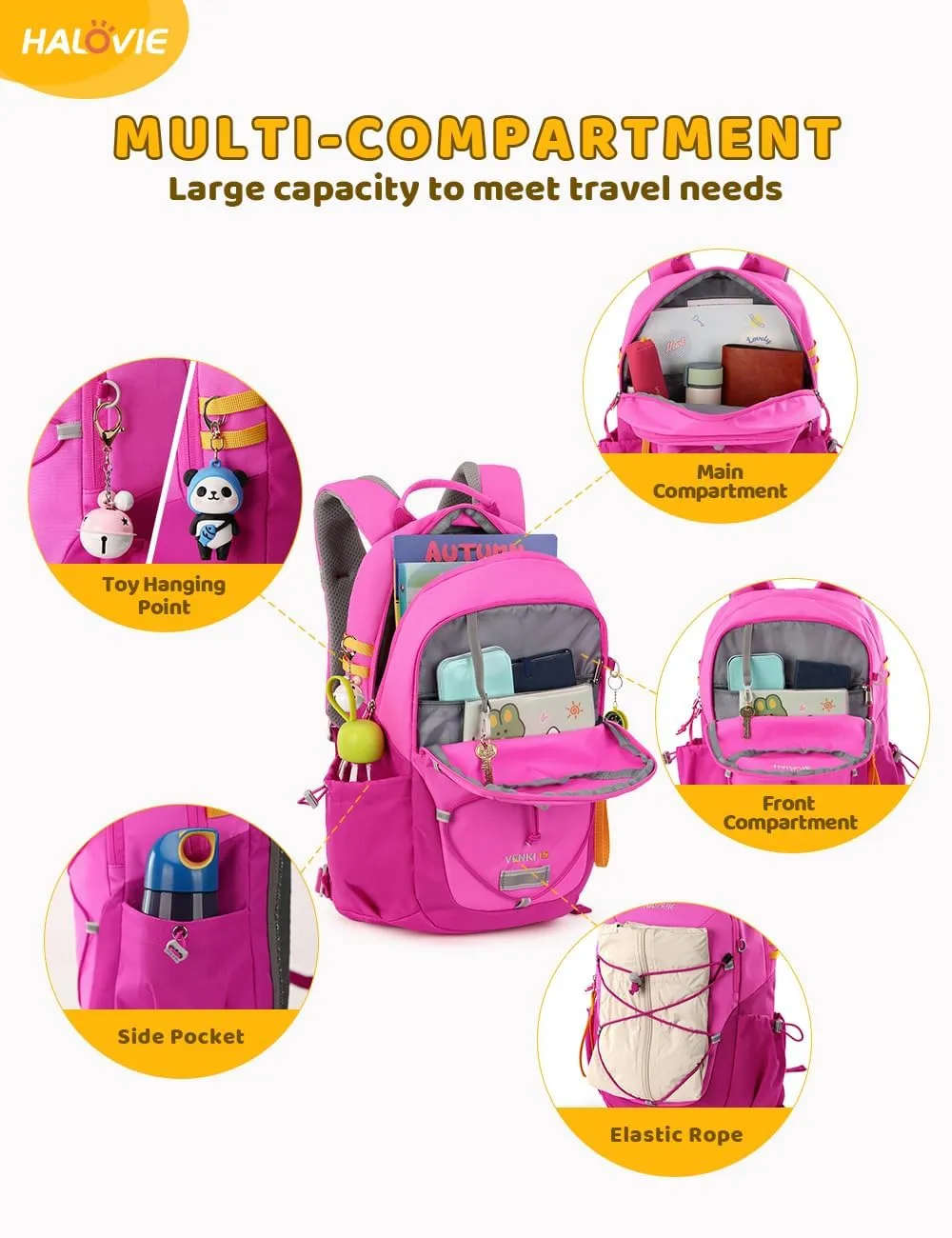HALOVIE Kids Backpack Small Travel Backpacks Preschool Backpack Outdoor School Backpack Kindergarden Boys Girls