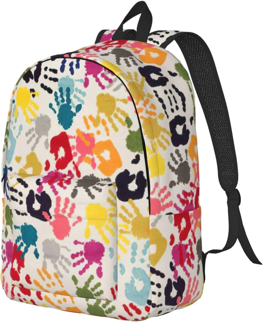 Hand Print Print Canvas Backpack Women,Mens Travel Casual Daypack Bookbag For Laptop Work Travel Hiking