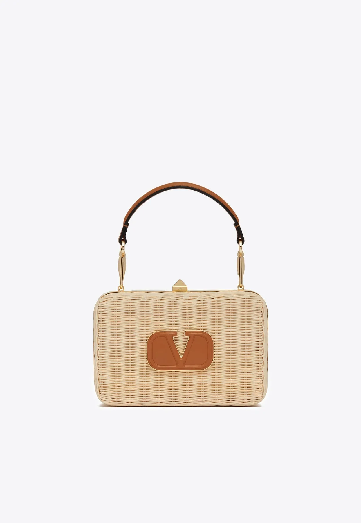 Hard Straw VLogo Clutch Bag