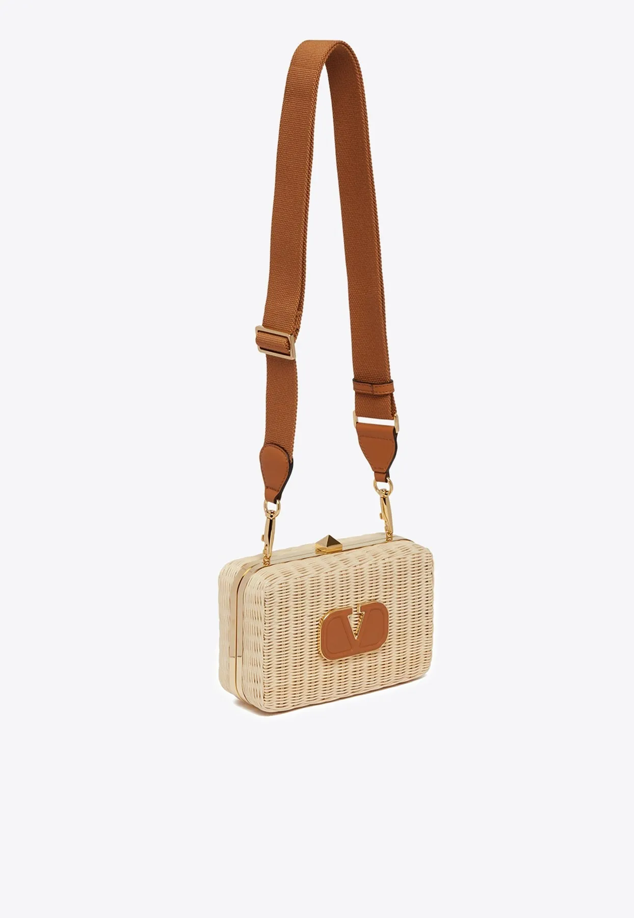 Hard Straw VLogo Clutch Bag