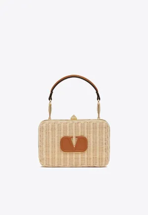 Hard Straw VLogo Clutch Bag