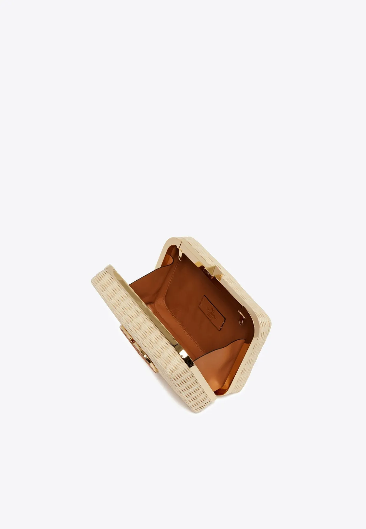 Hard Straw VLogo Clutch Bag