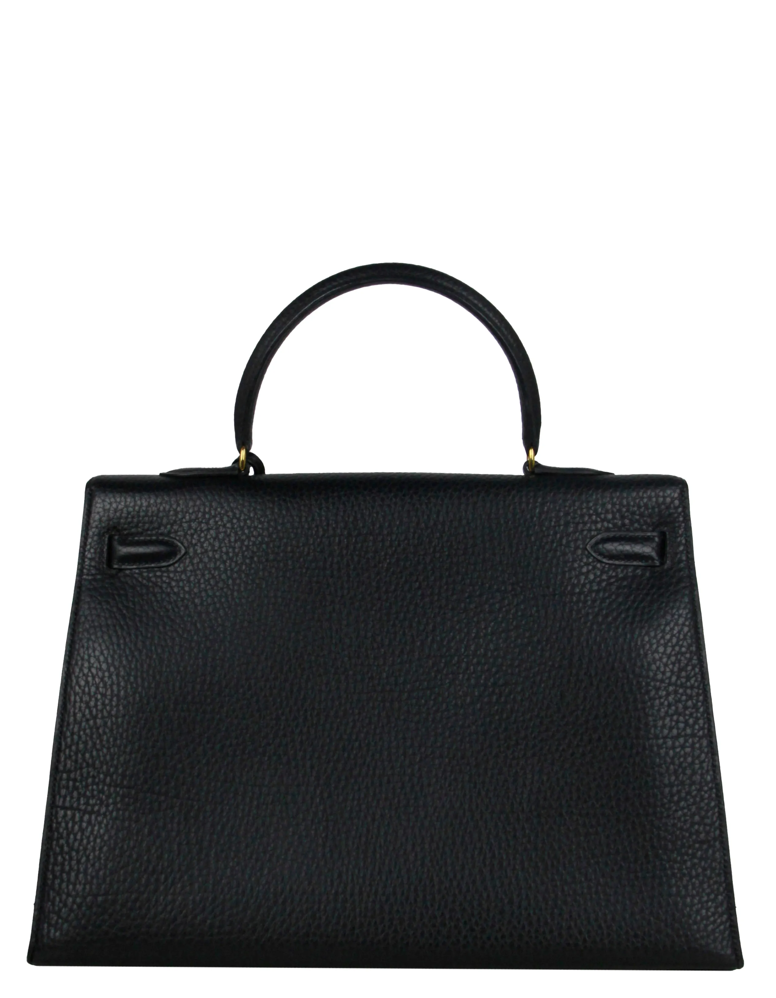 Hermes 35cm Black Leather Sellier Kelly Bag GHW
