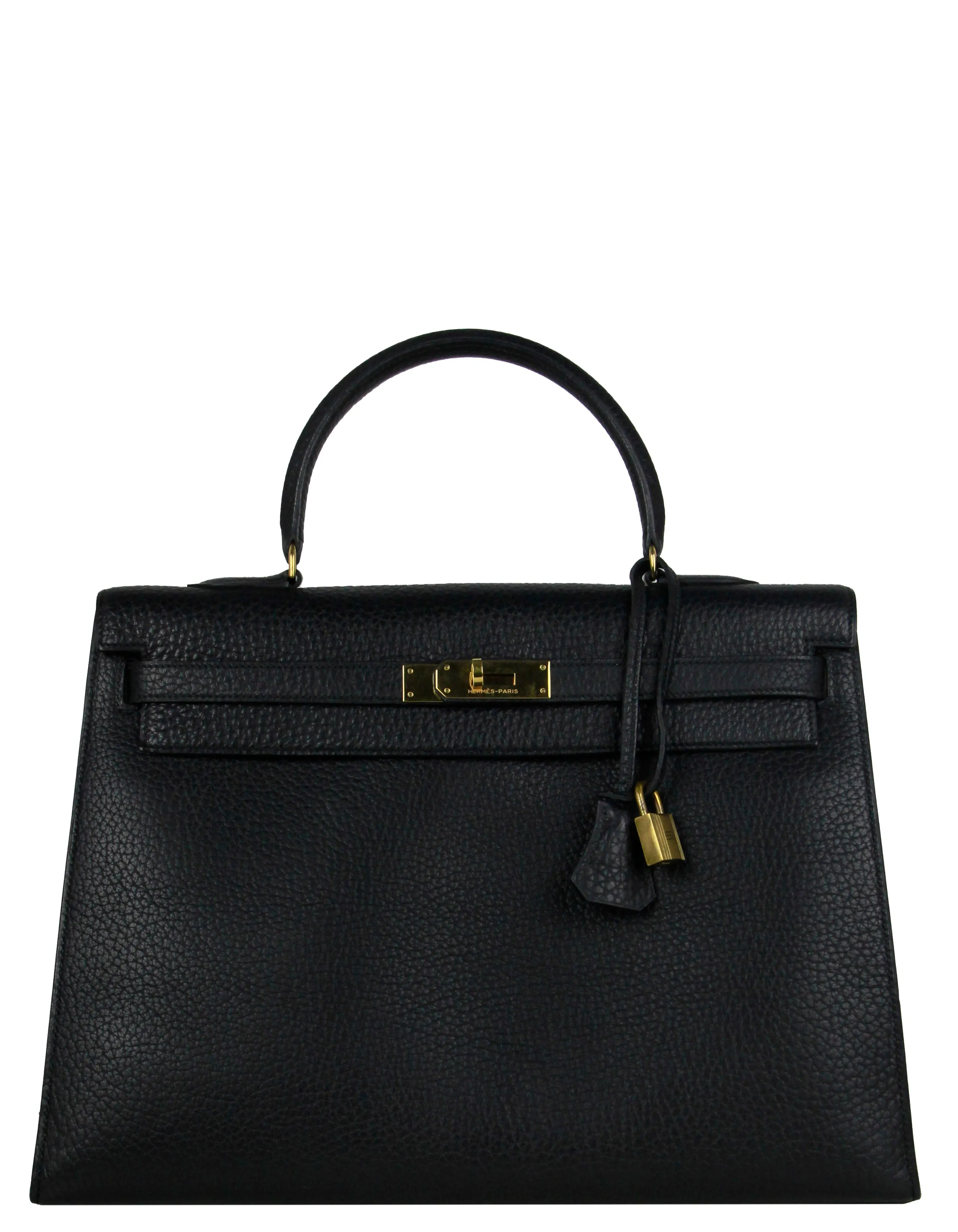 Hermes 35cm Black Leather Sellier Kelly Bag GHW