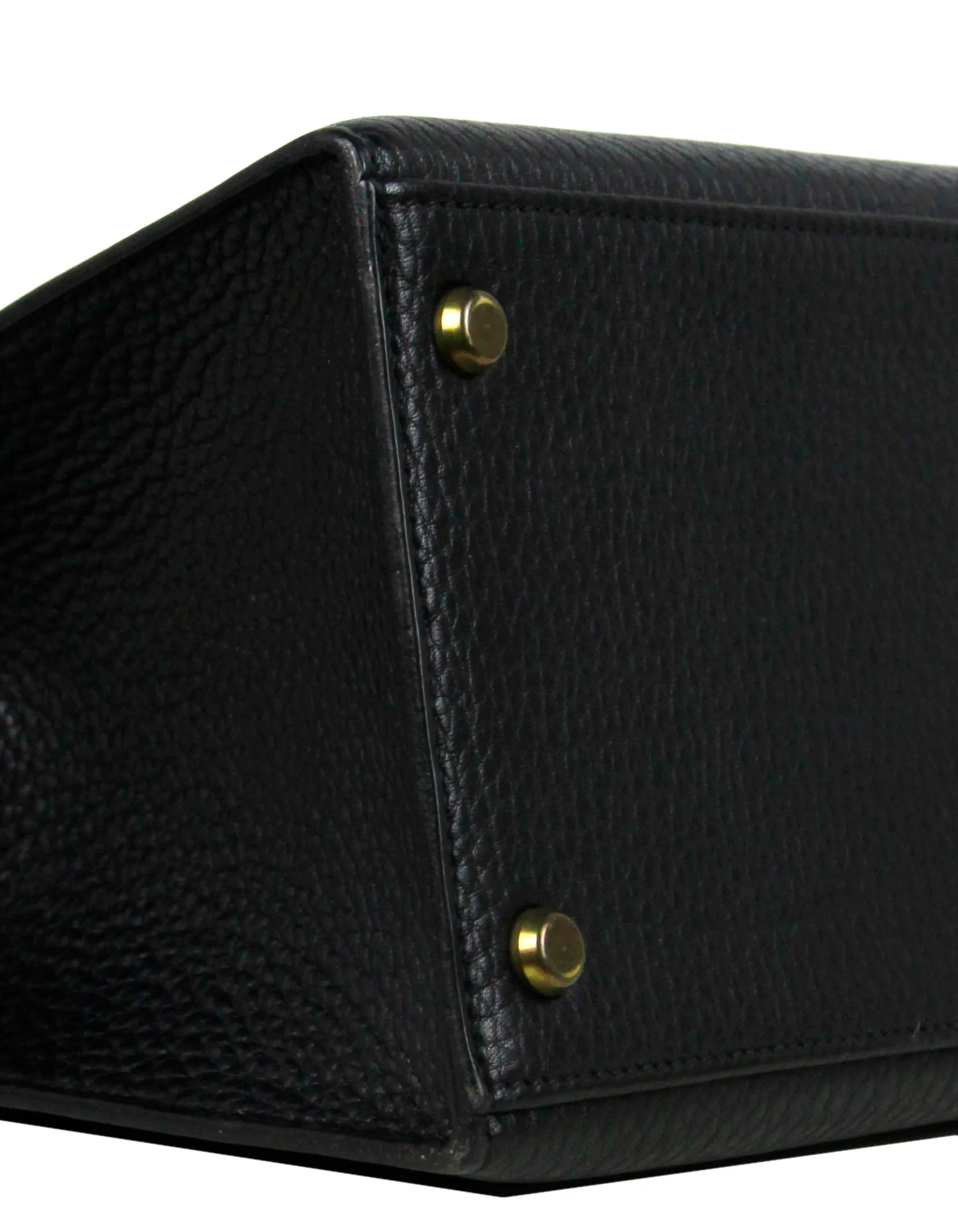 Hermes 35cm Black Leather Sellier Kelly Bag GHW