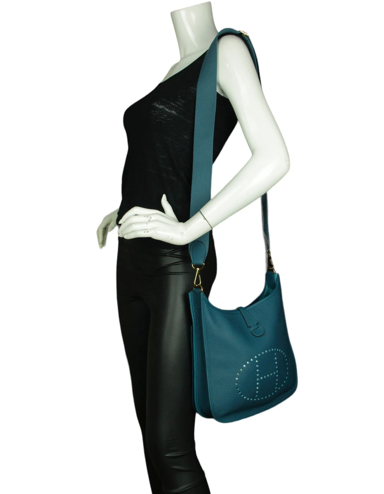 Hermes Colvert Blue Clemence Evelyne III 29 PM Messenger Bag