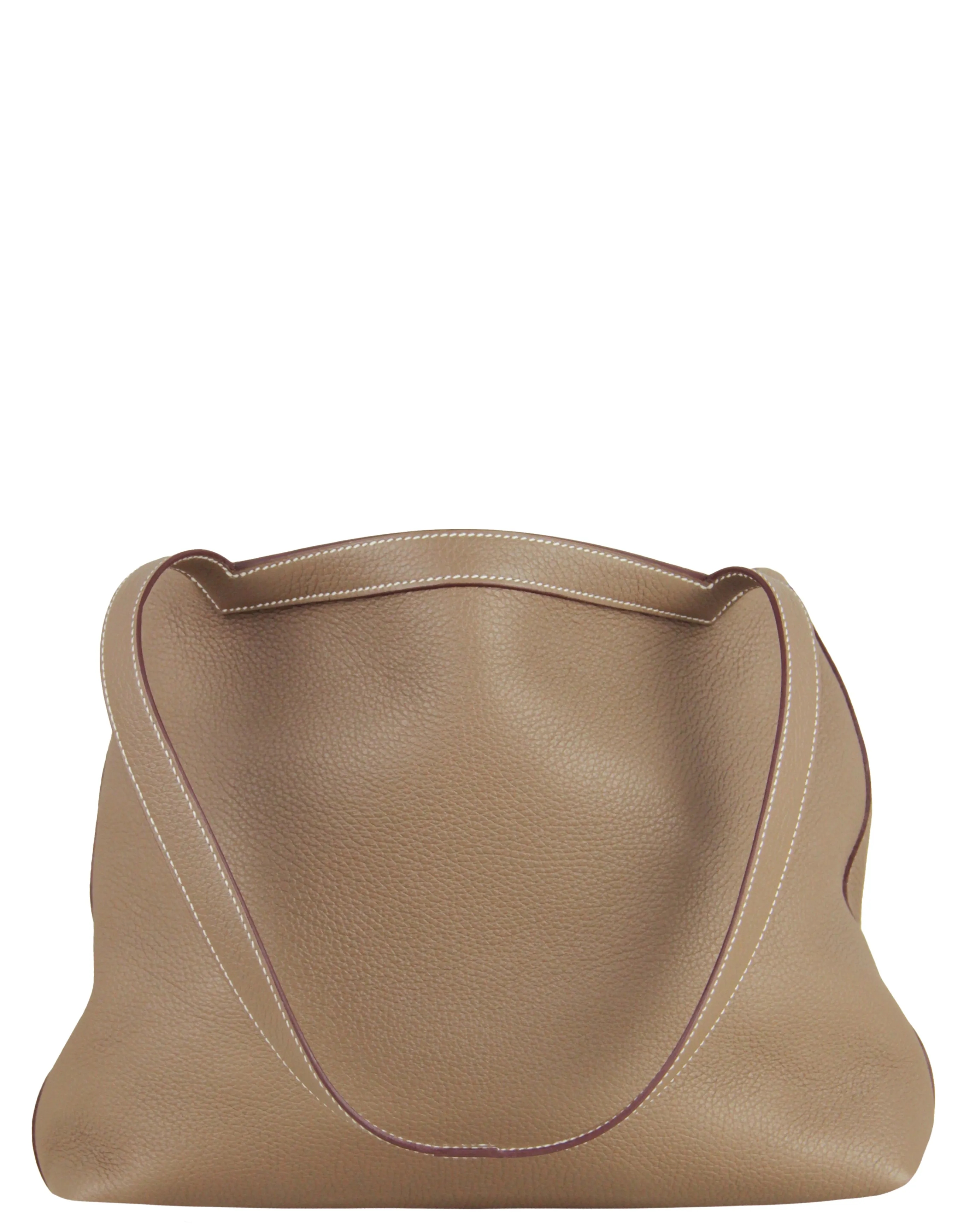 Hermes Etoupe Taurillon Clemence Leather Cabasellier 31 Tote