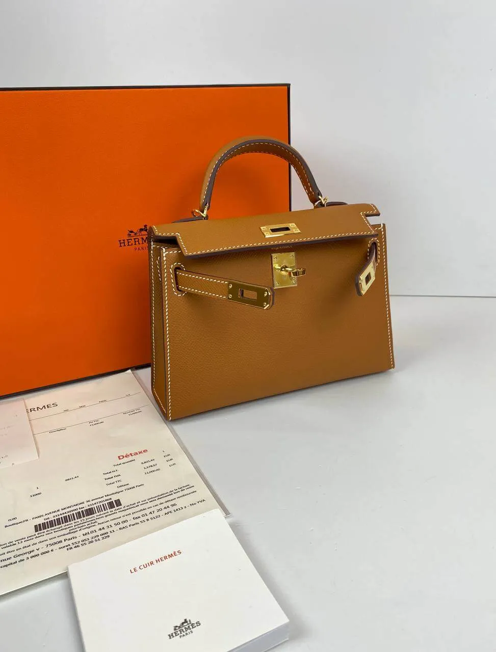 Hermes Kelly 20 Mini Sellier Bag brown Epsom Gold Hardware