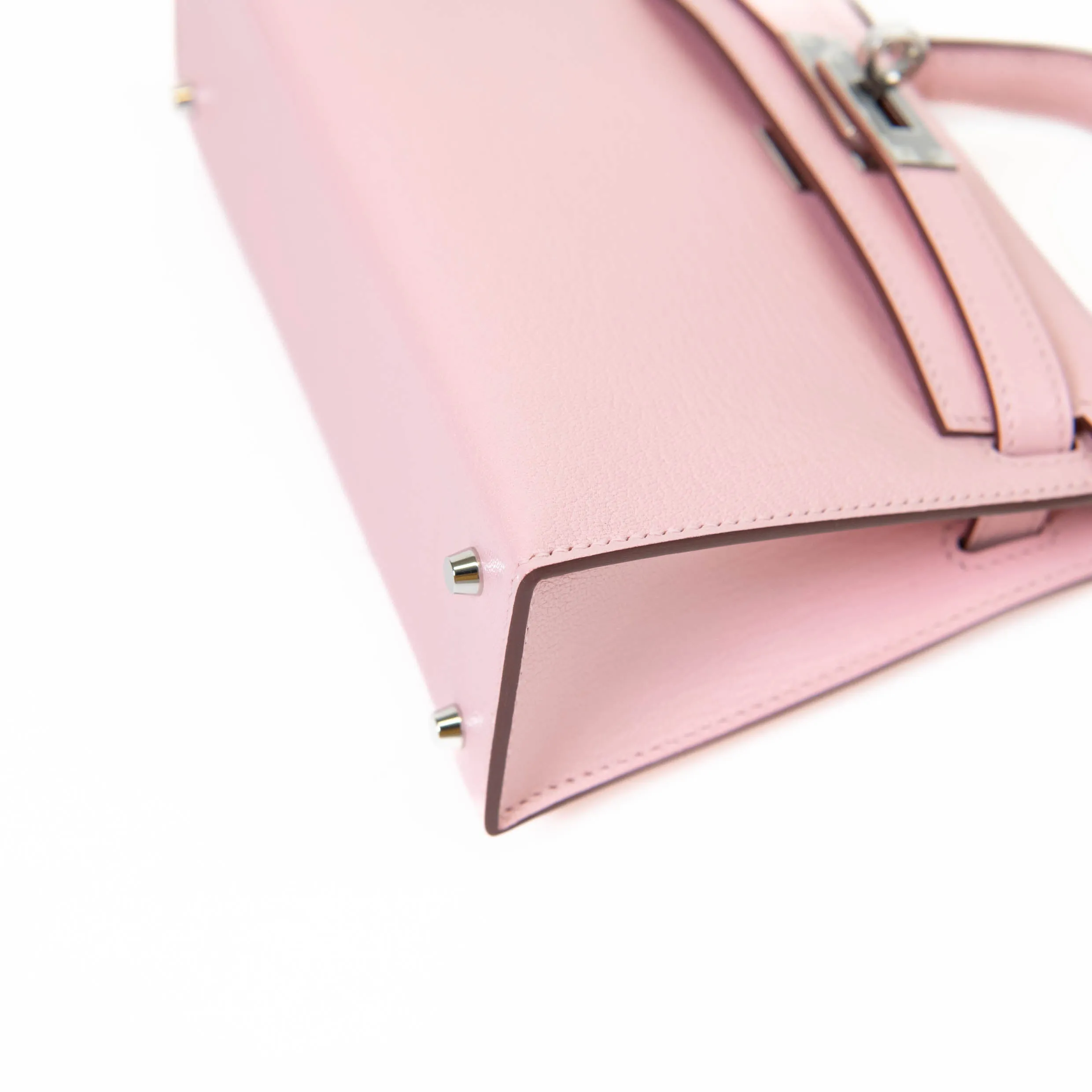 Hermes Kelly Sellier 20 Rose Sakura Chevre Leather Palladium Hardware