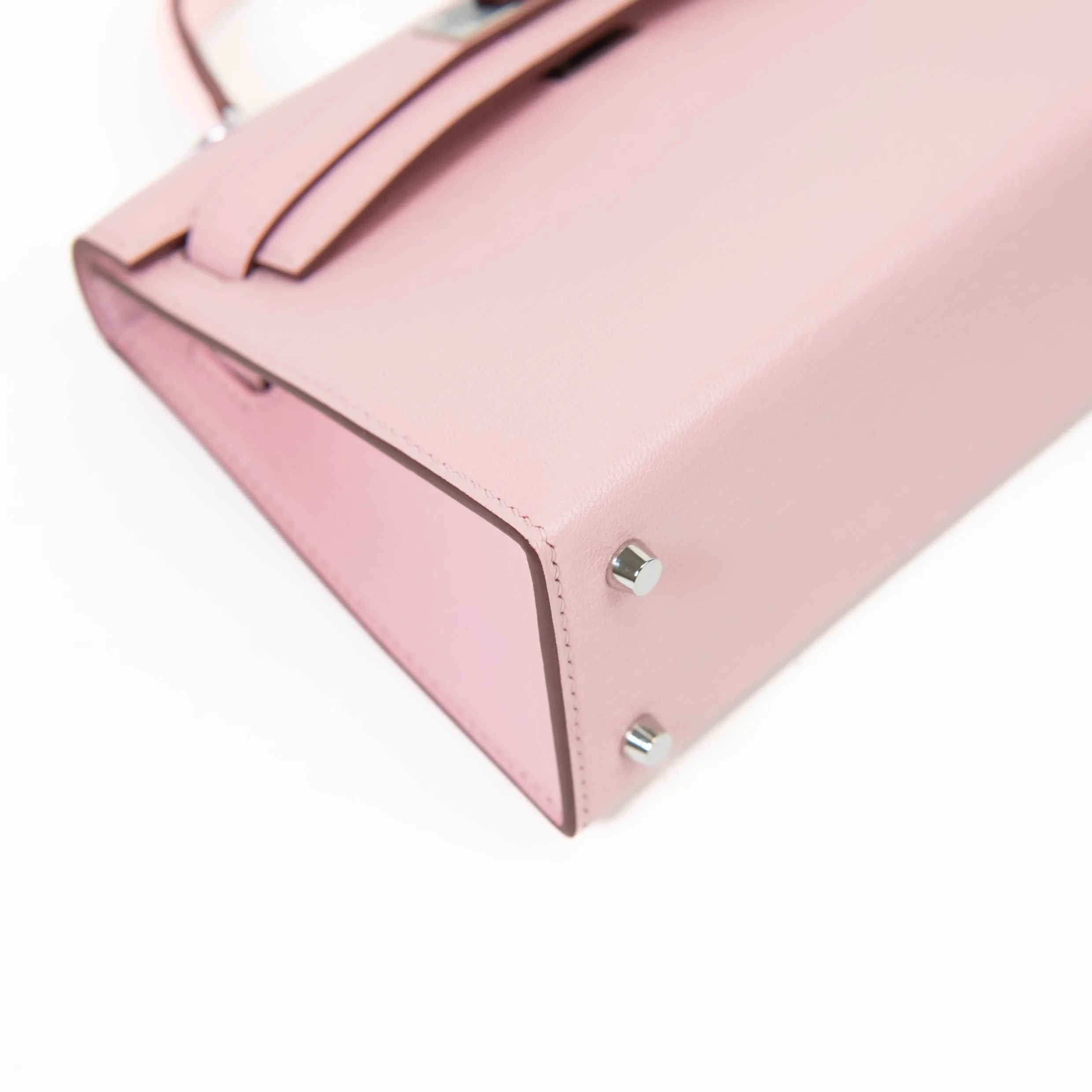 Hermes Kelly Sellier 20 Rose Sakura Chevre Leather Palladium Hardware