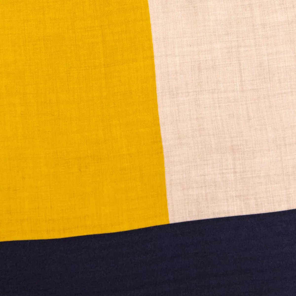 Hermes Navy, Yellow, & Beige H Au Carre Carre Geant Shawl 140