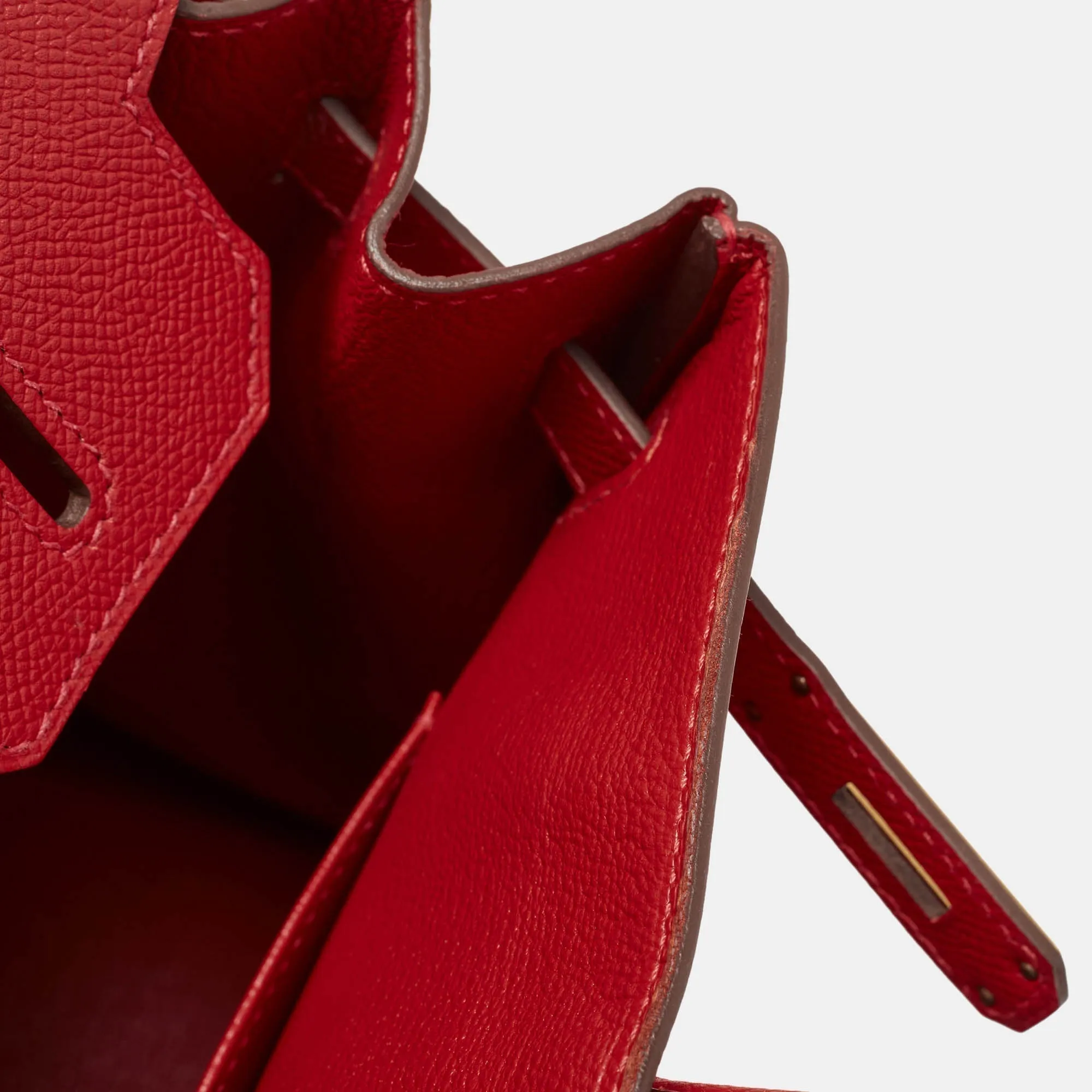 Hermes  Rouge Casaque Epsom Leather Gold Finish Birkin 30 Bag