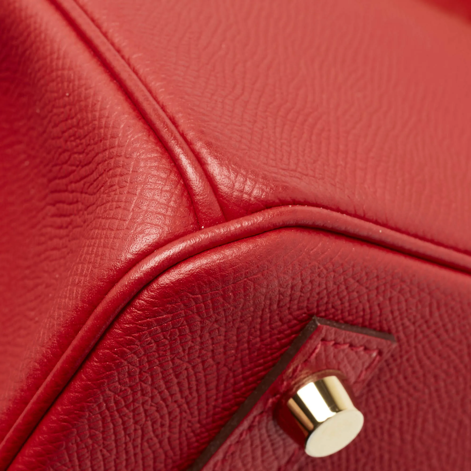 Hermes  Rouge Casaque Epsom Leather Gold Finish Birkin 30 Bag