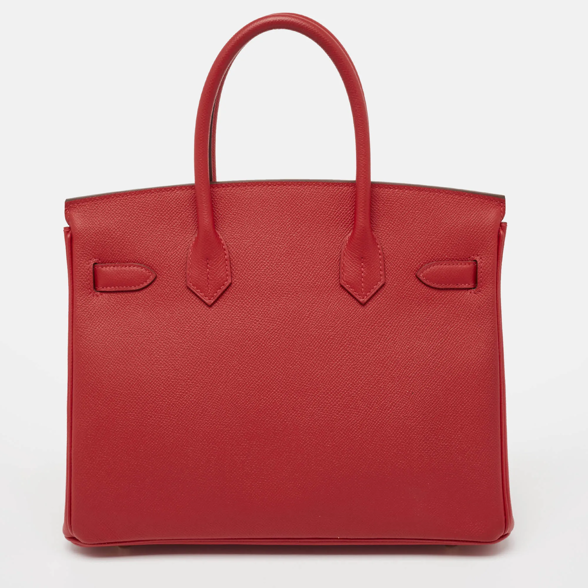 Hermes  Rouge Casaque Epsom Leather Gold Finish Birkin 30 Bag