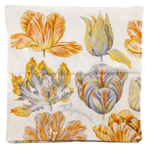 Hermes White & Orange Tulipomanie Silk Scarf 90