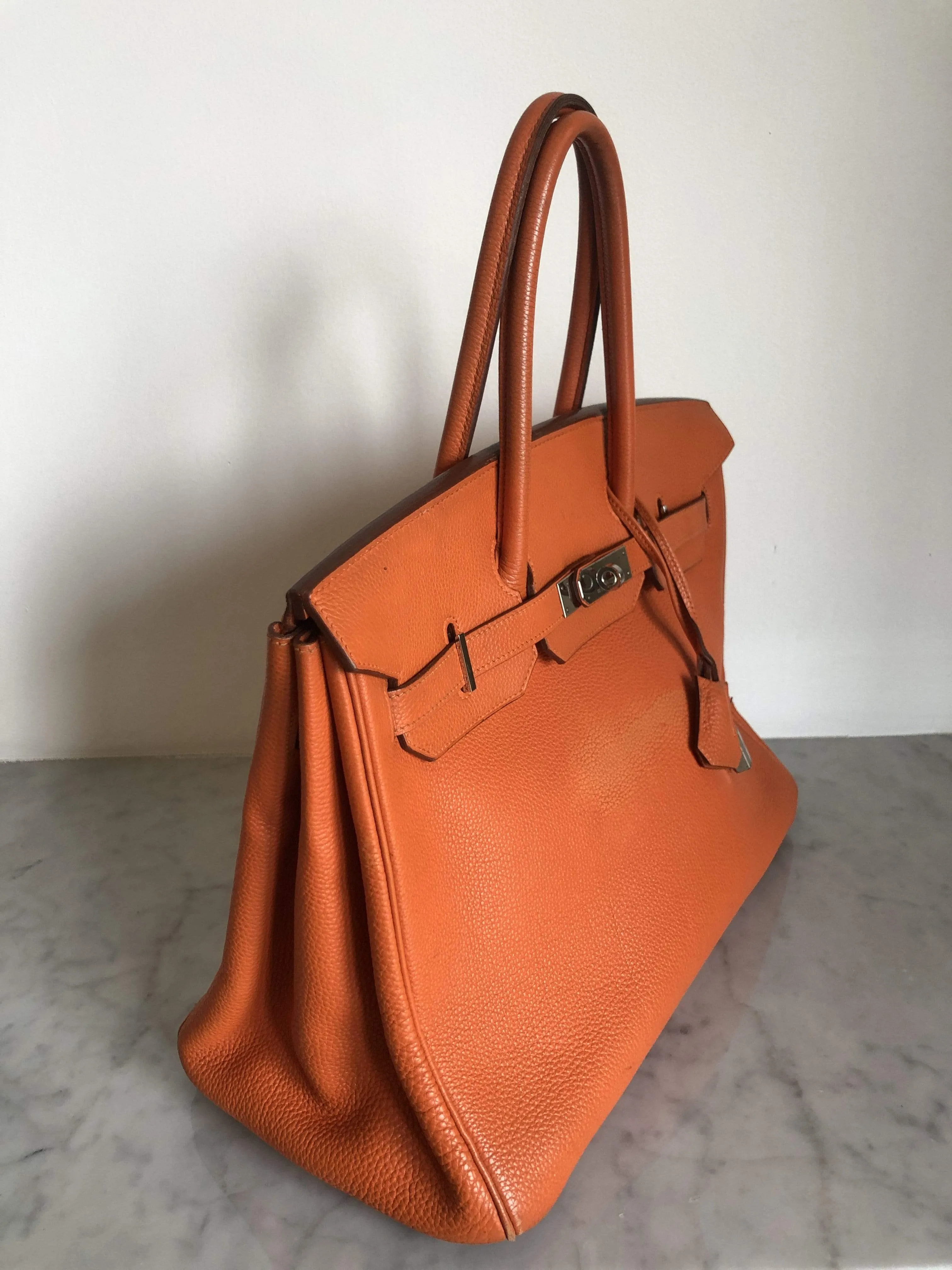 Hermès Birkin 35 Orange Togo Leather Handbag PHW