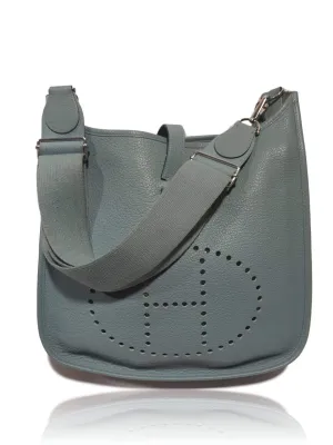 Hermès Evelyne GM Blue Saint-Cyr Clémence Leather Messenger Bag