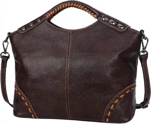 HESHE Leather Satchel Bags for Women Designer Crossbody Bag Tote Purses with Compartments Women’s Top Handle Handbags