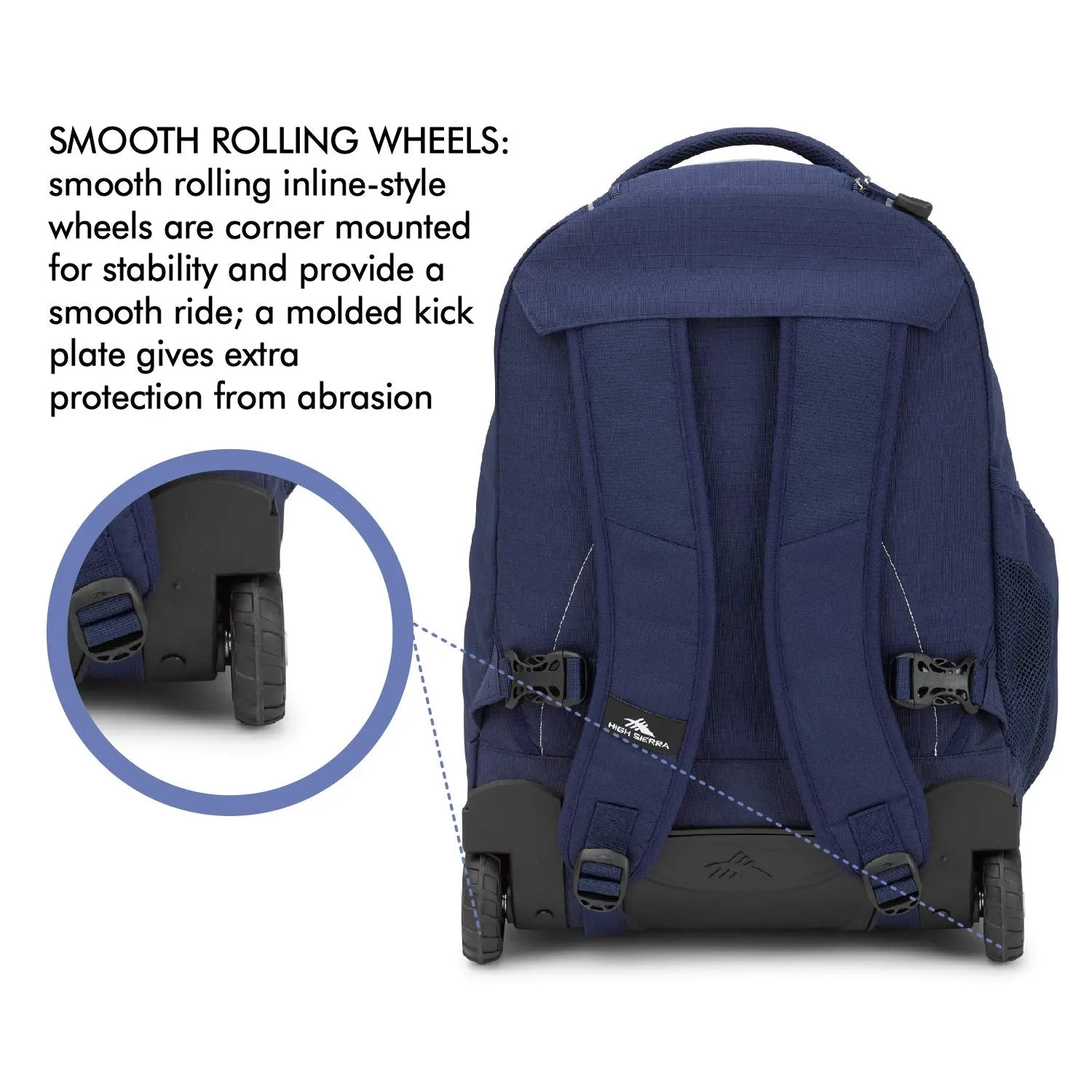 High Sierra Freewheel Wheeled Laptop Backpack, 15-inch Student Laptop Backpack for High School or College, Rolling Gamer Laptop Backpack, True Navy