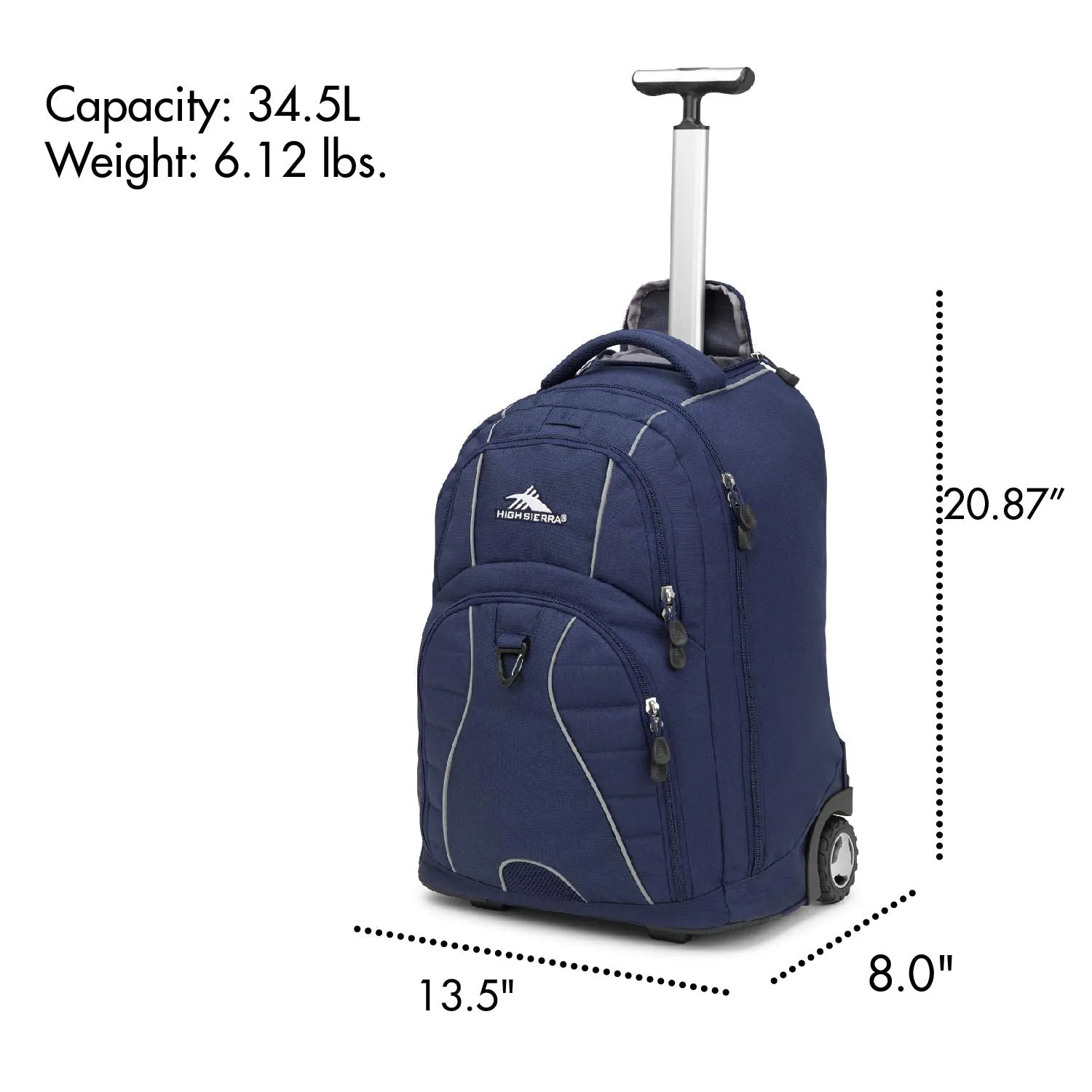 High Sierra Freewheel Wheeled Laptop Backpack, 15-inch Student Laptop Backpack for High School or College, Rolling Gamer Laptop Backpack, True Navy