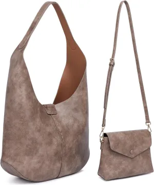 HKCLUF Hobo Bags for Women,Large Tote Slouchy Bags Soft Leather Shoulder Purses for Women with Small Crossbody Handbag
