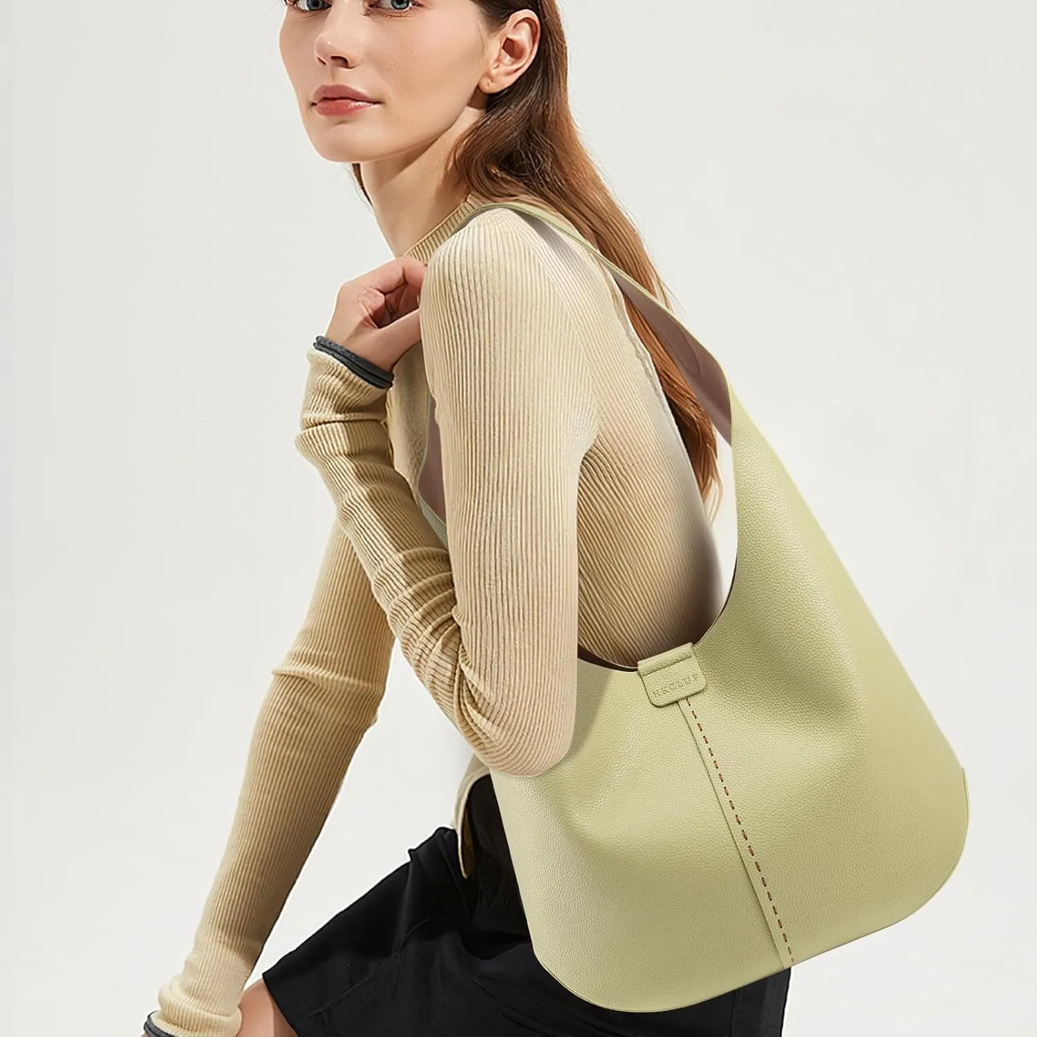 HKCLUF Hobo Bags Purses for Women 2PCS/Set,Soft Vegan Leather Slouchy Shoulder Handbags with Small Crossbody Bags for Women