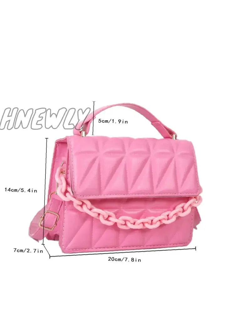 Hnewly - Quilted Chain Flap Square Bag  - Women Satchels