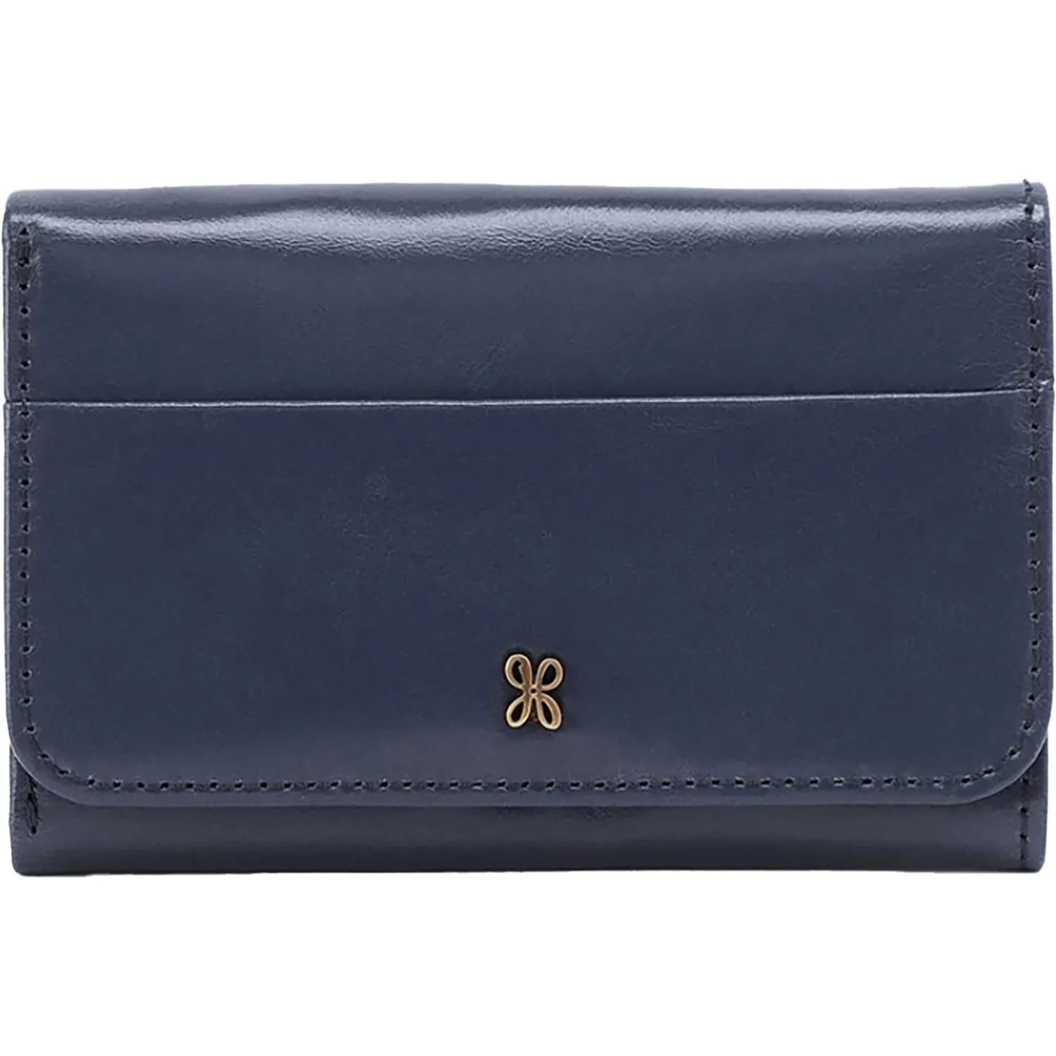 Hobo Jill Blue Stone Polished Leather  Trifold Wallet