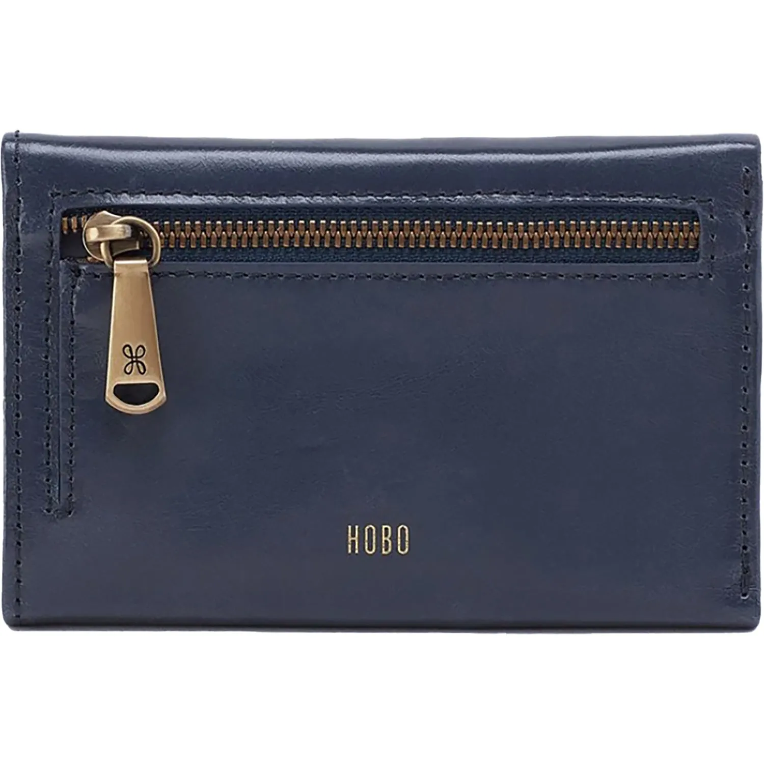 Hobo Jill Blue Stone Polished Leather  Trifold Wallet