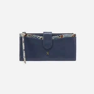Hobo Max Continental Wallet Polished Leather - Blue Stone