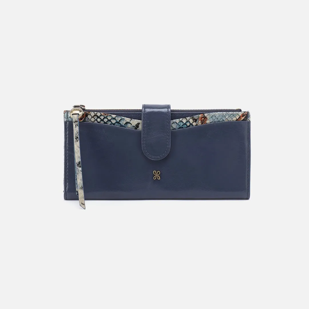 Hobo Max Continental Wallet Polished Leather - Blue Stone