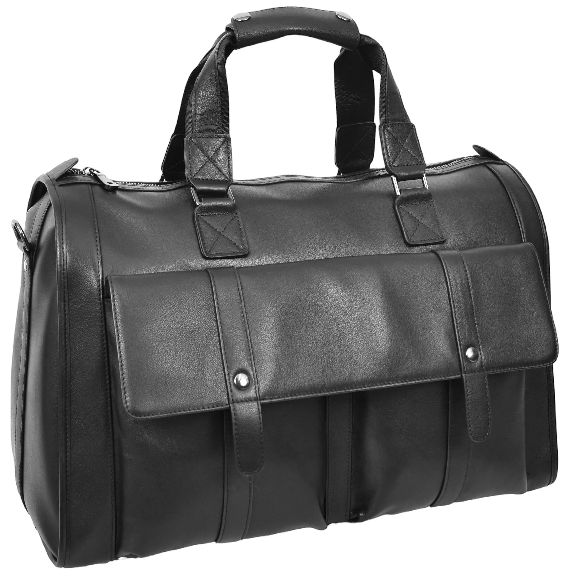 Holicarry Leather Weekend Large Holdall Overnight Bag Black